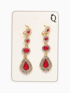 Серьги висячие со стразами «Вечерние» мадам, цвет бело-красный в золоте, 7 см - Фото 5