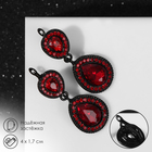 Серьги со стразами «Вечерние» дама, цвет бордовый в чёрном металле - фото 301526240