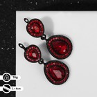 Серьги со стразами «Вечерние» дама, цвет бордовый в чёрном металле - фото 24641859