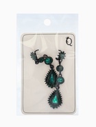 Серьги висячие со стразами «Вечерние» мадам, цвет изумрудный в чёрном металле, 7 см - Фото 6