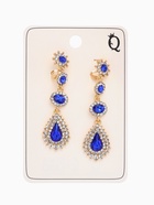 Серьги висячие со стразами «Вечерние» мадам, цвет бело-синий в золоте, 7 см - Фото 3