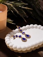 Серьги висячие со стразами «Вечерние» мадам, цвет бело-синий в золоте, 7 см - Фото 5