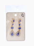 Серьги висячие со стразами «Вечерние» мадам, цвет бело-синий в золоте, 7 см - Фото 5