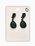 Серьги висячие со стразами «Вечерние», дама, цвет изумрудный в чёрном металле - Фото 4