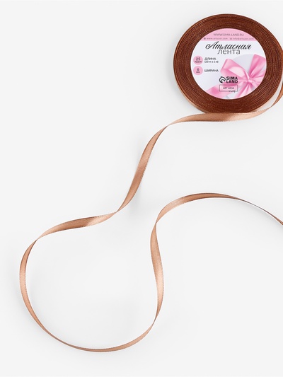 Лента атласная, 6 мм × 23 ± 1 м, цвет бронзовый №117
