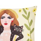 Наволочка декоративная Этель «Девушка с котом» 40×40 см, 100% п/э, велюр - Фото 2