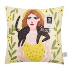 Наволочка декоративная Этель «Девушка с котом» 40×40 см, 100% п/э, велюр - Фото 5