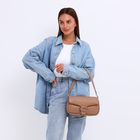 Сумка-мессенджер на клапане, длинный ремень, цвет бежевый - фото 24115823