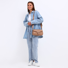 Сумка-мессенджер на клапане, длинный ремень, цвет бежевый - фото 24115824