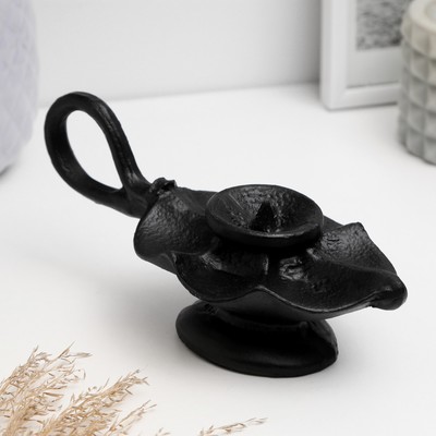 Подсвечник на 1 свечу «Лампа», полистоун, чёрный 6×7×15 см