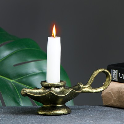 Подсвечник на 1 свечу «Лампа», полистоун под золото, 6×7×15 см