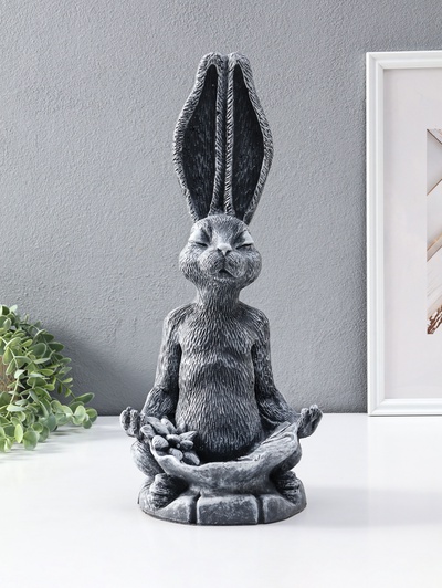 Фигура - подставка для мелочей «Заяц с лотосом», 20×16×43 см, античный