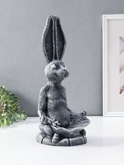 Фигура - подставка для мелочей «Заяц с лотосом», 20×16×43 см, античный
