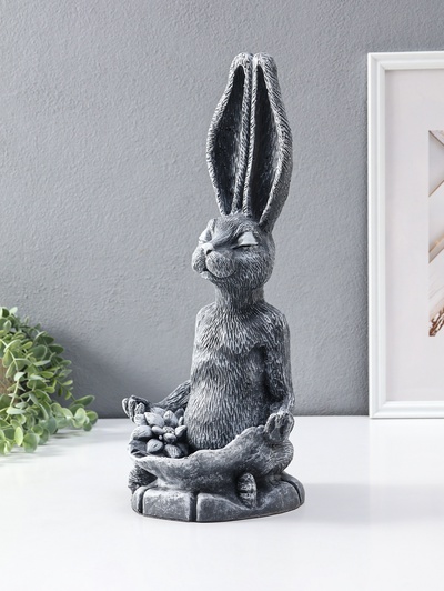 Фигура - подставка для мелочей «Заяц с лотосом», 20×16×43 см, античный