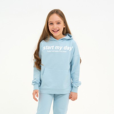 Худи для девочки I start, голубое, рост 152 см