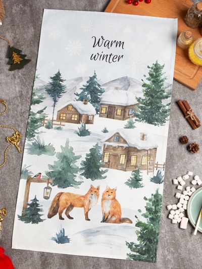 Полотенце кухонное новогоднее «Этель» Forest animals, 40×73 см, 100% хлопок, саржа 190 г/м²