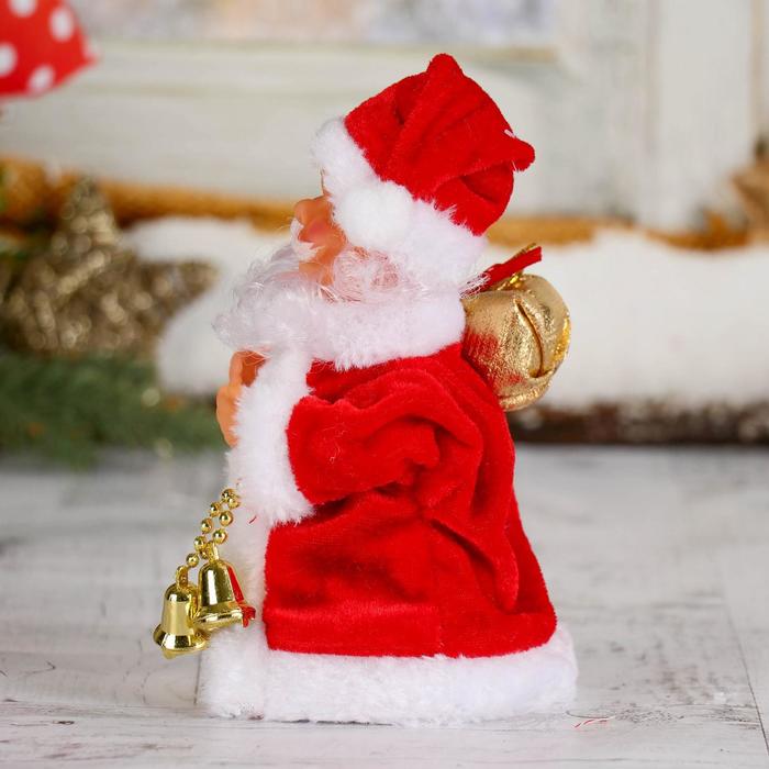Дед Мороз "Кучерявая шубка" двигается, с подсветкой, 16,5 см - фото 1908239202
