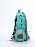 Рюкзак для переноски животных прозрачный, 31×28×42 см, бирюзовый - Фото 5