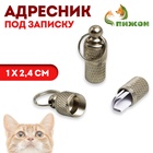 Адресник - капсула под записку, 1×2.4 см, увеличенный, рельефный, металл - Фото 1