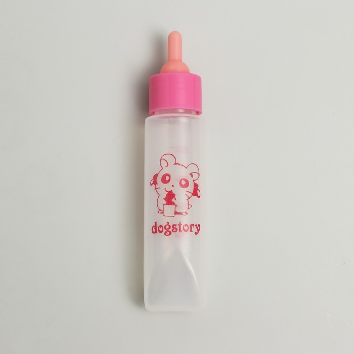 Бутылочка для вскармливания грызунов 30 мл с силиконовой соской (короткий носик), розовая - Фото 1