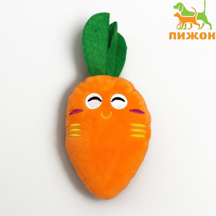 Мягкая игрушка для собак «Морковка», 18 см, с пищалкой, оранжевая - Фото 1