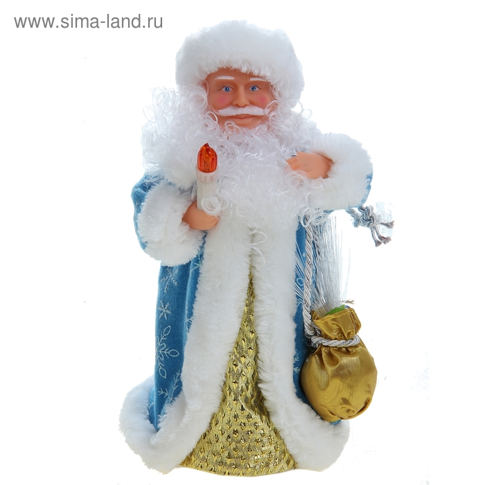 Дед Мороз, с подарками, голубая шуба, разводит руки, русская мелодия - Фото 1
