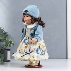 Кукла коллекционная керамика "Машенька в платье с цветами, в голубой кофточке" 30 см - фото 29539933