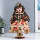 Кукла коллекционная керамика "Даша в платье с цветами, в зеленой кофточке" 30 см - фото 9437777