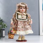 Кукла коллекционная керамика "Валя в цветочном платье, с корзинкой" 30 см - фото 9437812