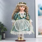 Кукла коллекционная керамика "Зоя в зелёном платье с кружевом" 40 см - фото 9437837