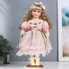 Кукла коллекционная керамика "Женя в нежно-розовом платье с кружевом" 40 см - фото 9437842