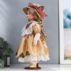 Кукла коллекционная керамика "Вика в золотистом платье с корзиной цветов" 40 см - фото 8168993
