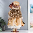 Кукла коллекционная керамика "Вика в золотистом платье с корзиной цветов" 40 см - фото 8168994