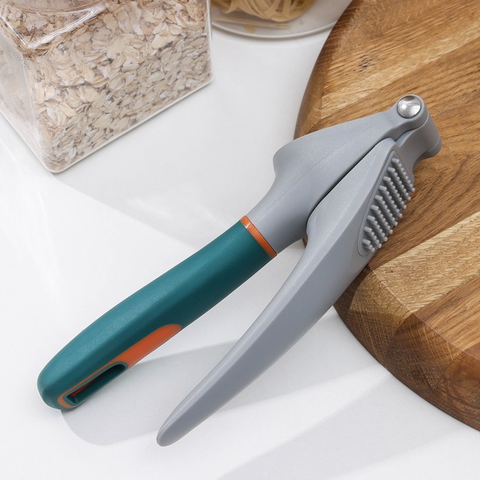 Пресс для чеснока Magistro Coral, 20.2×4.2×6.5 см, зелёный, серый - Фото 1