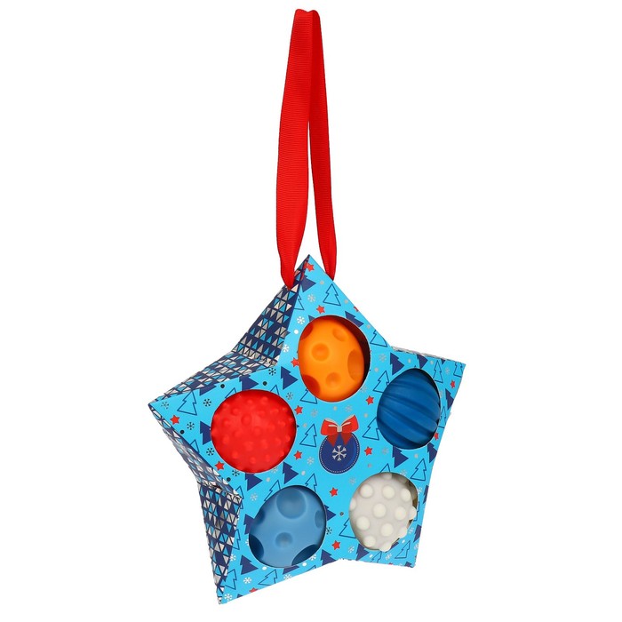 Подарочный набор развивающих, тактильных мячиков Крошка Я «Волшебная звезда» 5 шт., цвет синий - фото 1898523912