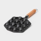 Сковорода «Сферос», 14 ячеек, 36×16×3.5 см, деревянная ручка, чугун, чёрная - Фото 4