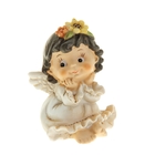 Сувенир полистоун "Ангелочек с цветочным венком - внимательный" 6х5х7 см - Фото 1