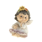 Сувенир полистоун "Ангелочек с цветочным венком - внимательный" 6х5х7 см - Фото 2