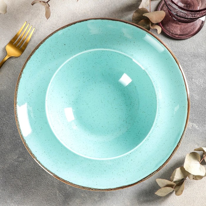 Тарелка для пасты Turquoise, 500 мл, d=25 см, цвет бирюзовый - фото 1885247033
