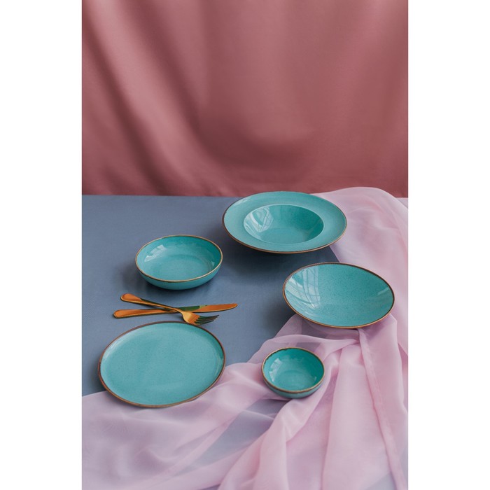 Тарелка для пасты Turquoise, 500 мл, d=25 см, цвет бирюзовый - фото 1885247035