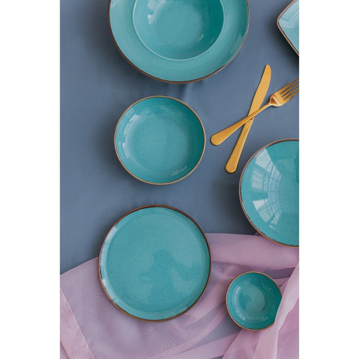 Тарелка для пиццы Turquoise, d=28 см, цвет бирюзовый - фото 1908777702