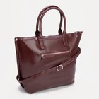 Сумка-тоут на молнии, наружный карман, длинный ремень, цвет бордовый 7418010