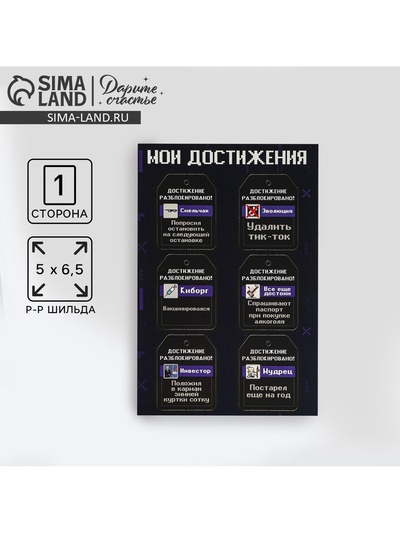 Набор из 6 шильдиков на подарки «Мои достижения», 16×24 см