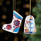 Набор ёлочных игрушек "Дед Мороз и валенок", 6 см - фото 1432144