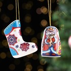 Набор ёлочных игрушек «Дед Мороз и валенок», 6 см, керамика - Фото 2