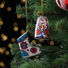 Набор ёлочных игрушек «Дед Мороз и валенок», 6 см, керамика - Фото 3