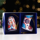 Набор ёлочных игрушек «Дед Мороз и валенок», 6 см, керамика - Фото 5