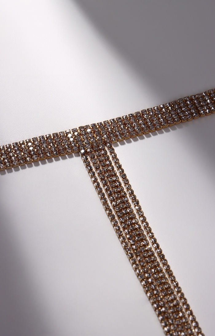 Чокер «Лёд» галстук, цвет белый в золоте, 27 см