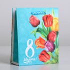 Пакет подарочный ламинированный вертикальный, упаковка, «Тюльпаны», S 12 х 15 х 5,5 см - Фото 1