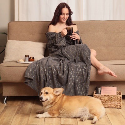 Плед с рукавами «Этель. Паутина», 150×200 см, корал-флис